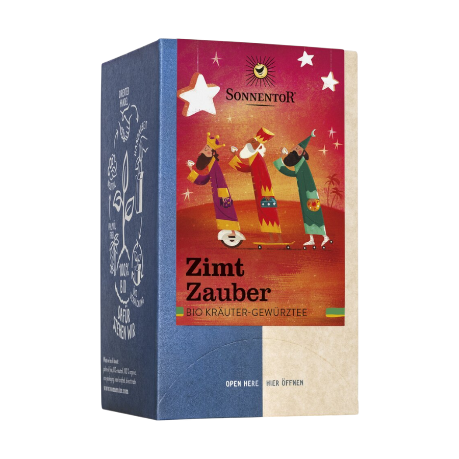 Sonnentor Zimt Zauber Bio-Kräuter-Gewürzteemischung mit 32% Zimt, Kokosflocken und Zitronengras in 18 Doppelkammerbeuteln