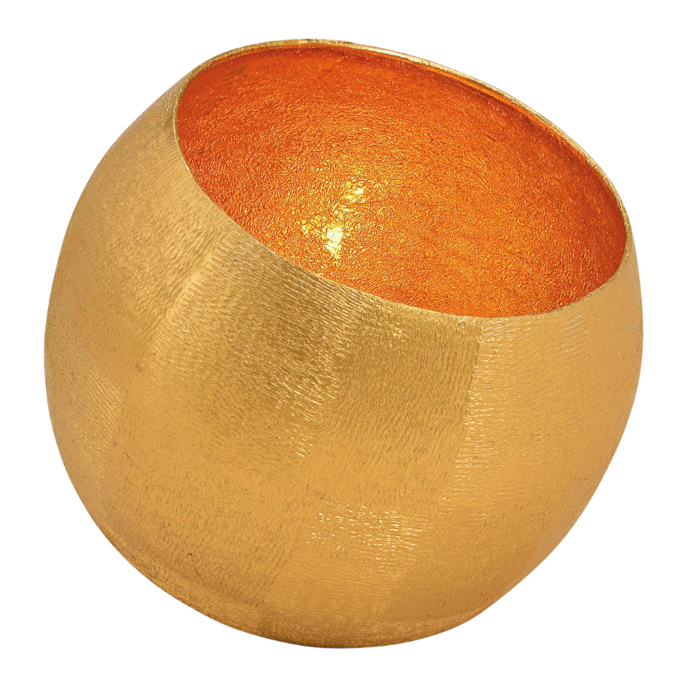 Windlicht aus Metall Gold 15x15x15cm, elegantes goldenes Windlicht aus hochwertigem Metall, luxuriöse Beleuchtung