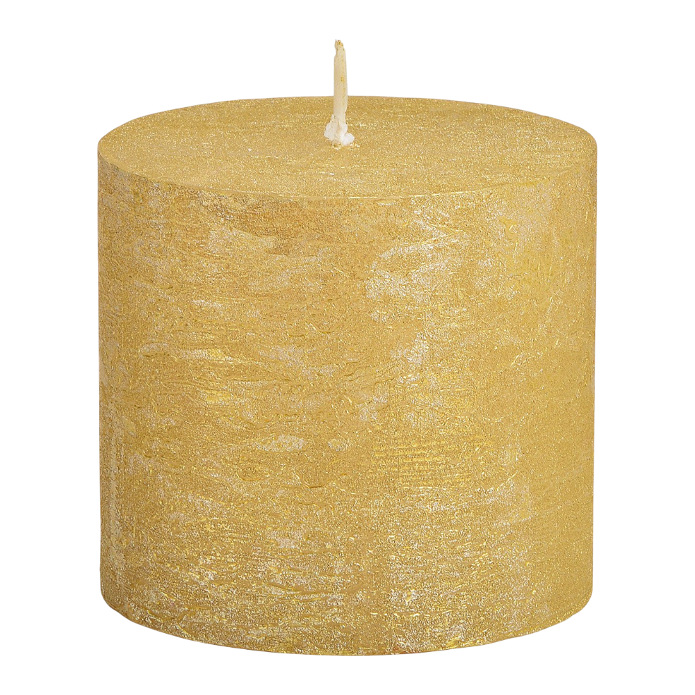 Kerze Shimmer Finish aus Wachs in Gold, 10x9x10cm, glamouröse Wachskerze mit schimmernder Oberfläche