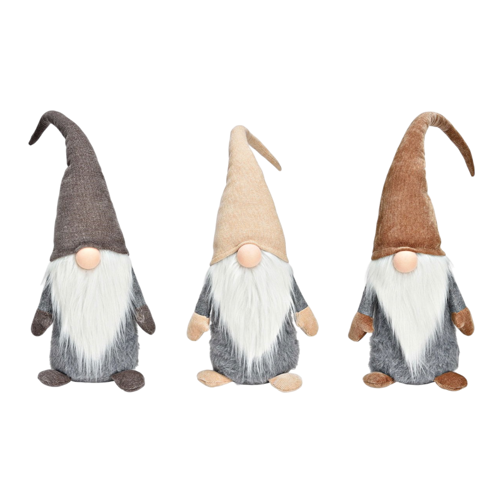 Wichtel aus Textil in Braun, Beige und Grau, 20x72x16cm, charmante Weihnachtsdekoration für festliche Atmosphäre