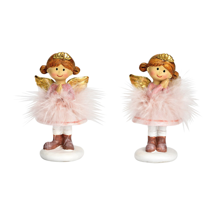 Engel aus Poly in pink und rosa, 5x9x4cm, 2-fach sortiert, bezaubernde Weihnachtsdekoration