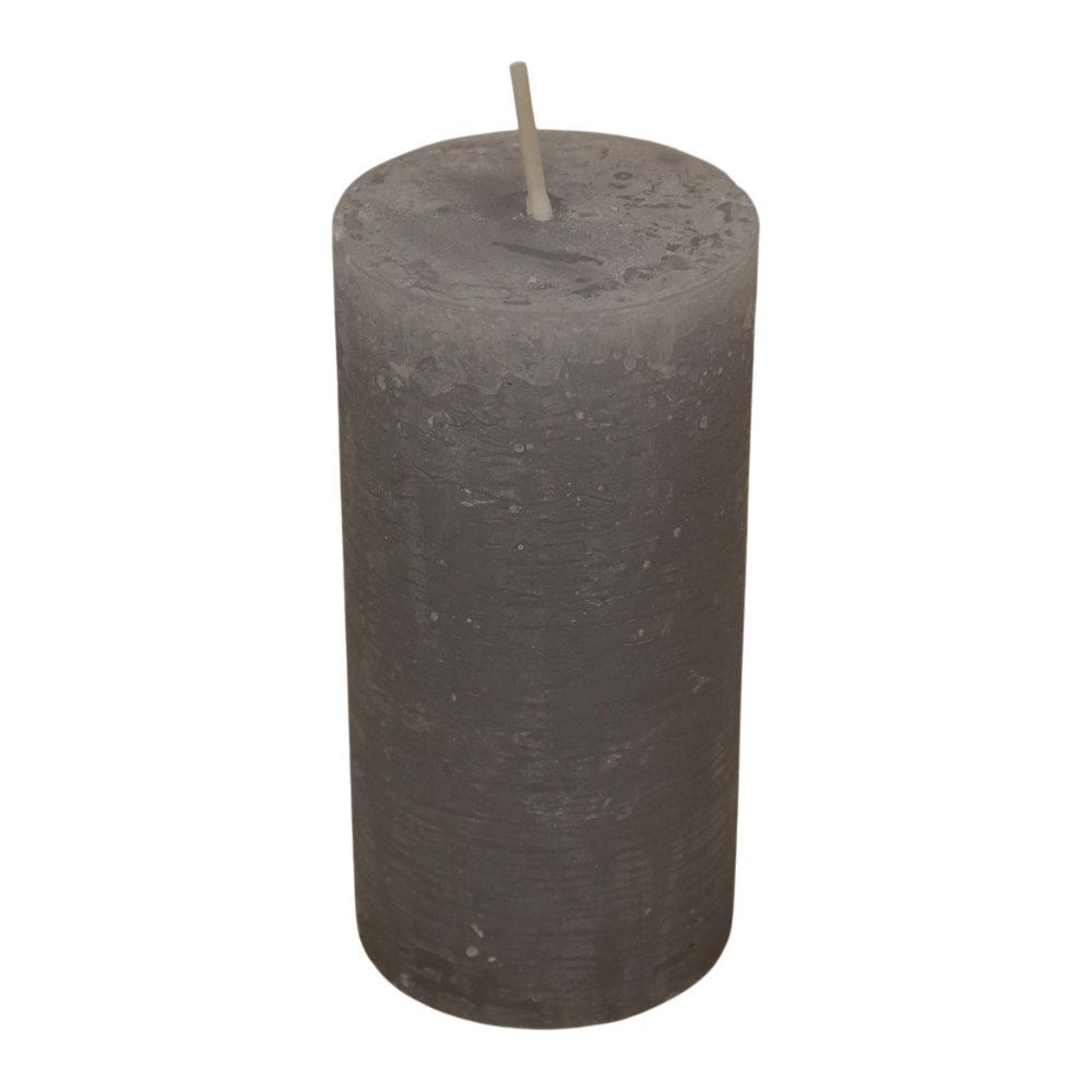 Kerze aus Wachs in Grau, 6x12x6cm, elegante graue Wachskerze mit 50 Stunden Brenndauer