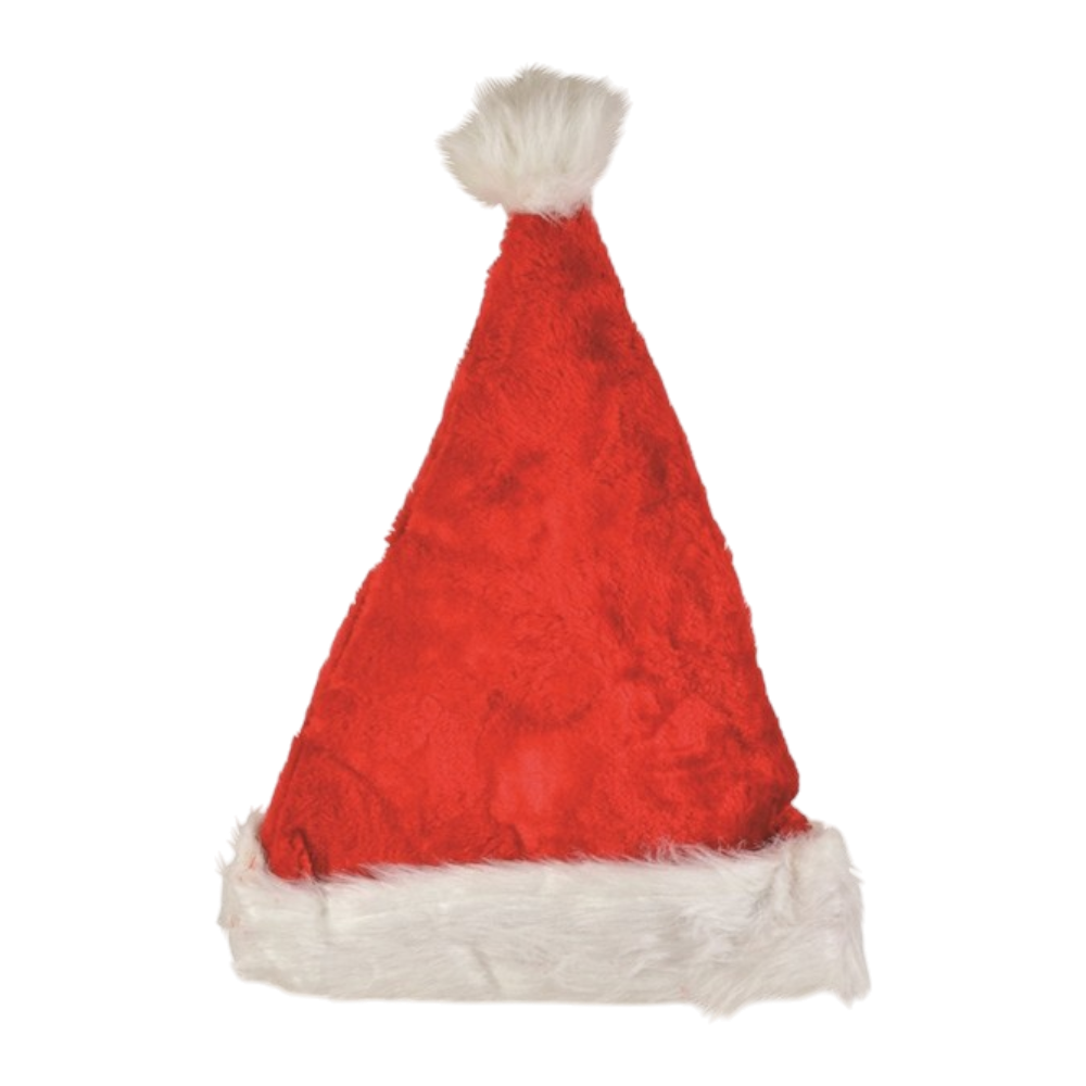 Santa-Mütze aus Samt mit Pelzimitat-Besatz, 29x42cm, elegante rote Weihnachtsmütze für festliche Dekoration