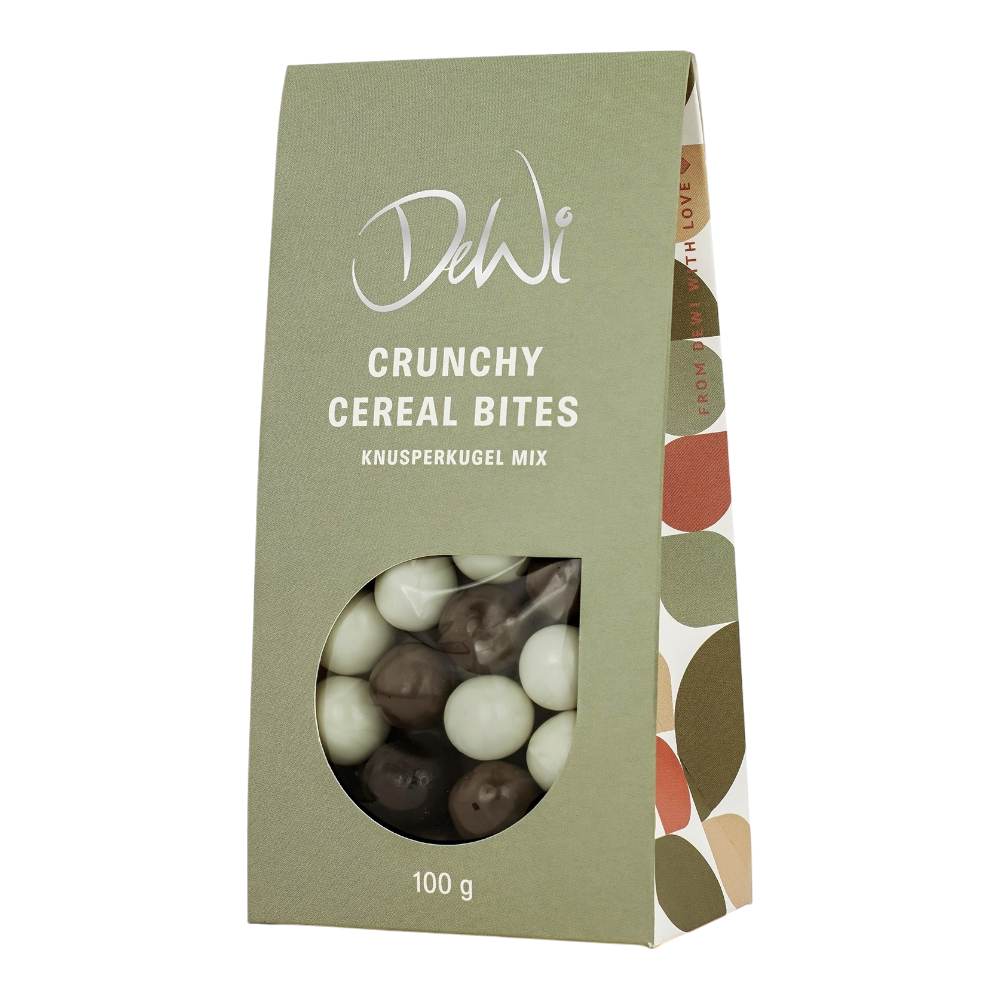 DeWi Knusperkugel Mix 100g - knusprige Reisbällchen in drei Schokoladensorten: Milch-, dunkle und weiße Schokolade
