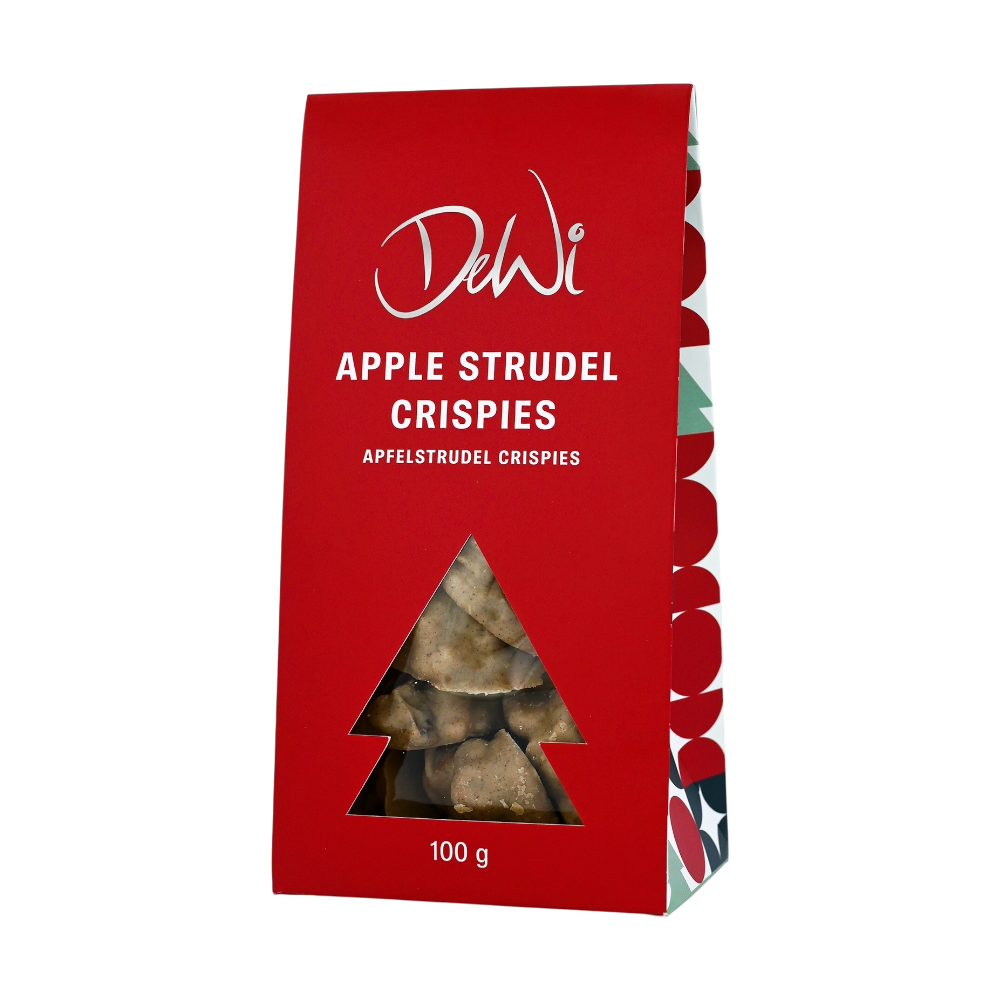DeWi Apfelstrudel Crispies - Schokoladenberge mit weißer Schokolade, Rosinen, Keksbrösel und konzentriertem Apfelpüree