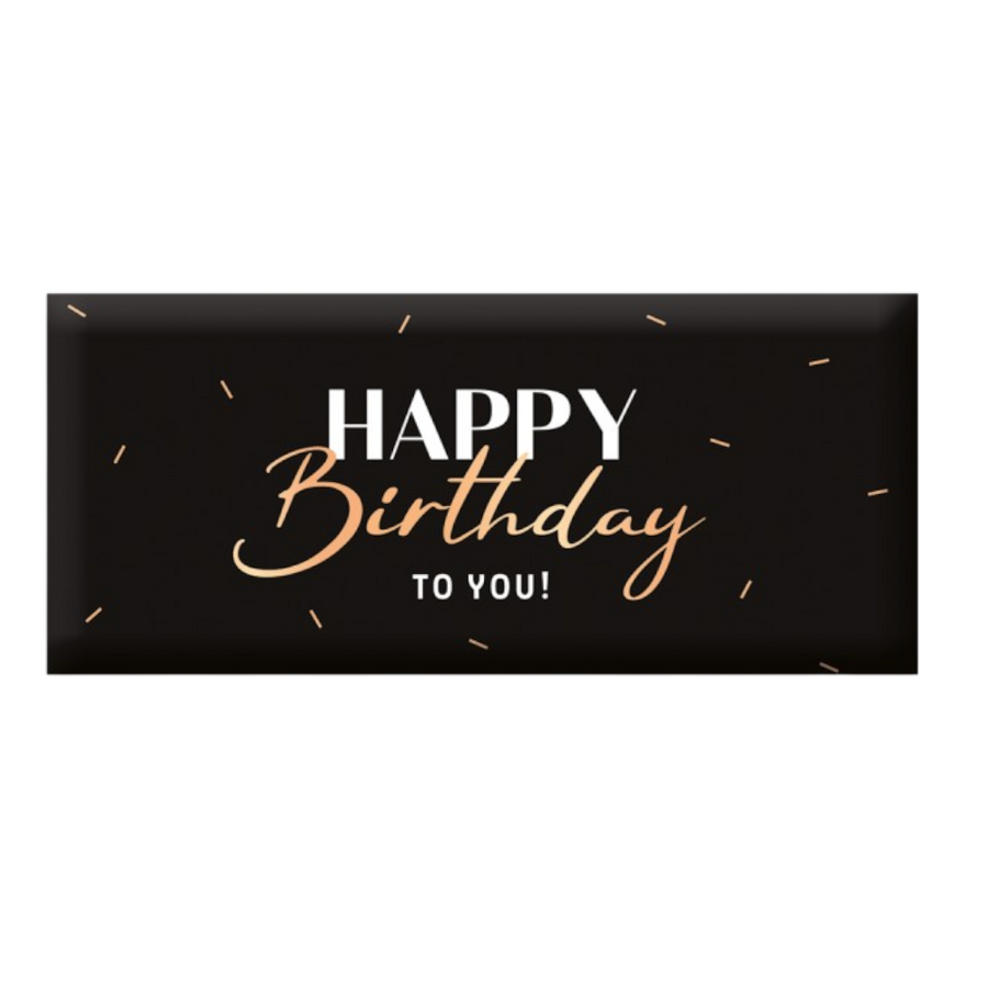 Grafik Werkstatt Geburtstagschokolade 30g mit goldener Aufschrift Happy Birthday to you