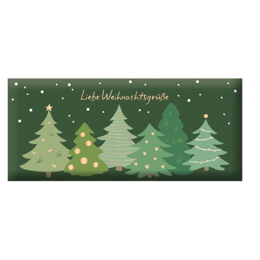 Grafik Werkstatt Weihnachtsschokolade 30g mit goldener Aufschrift Liebe Weihnachtsgrüße