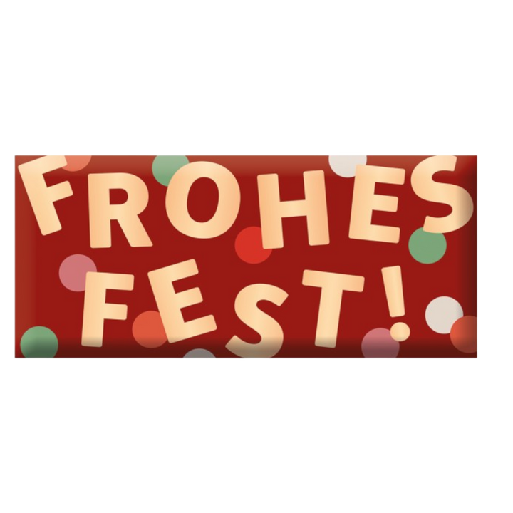 Grafik Werkstatt Weihnachtsschokolade 30g mit goldener Aufschrift Frohes Fest