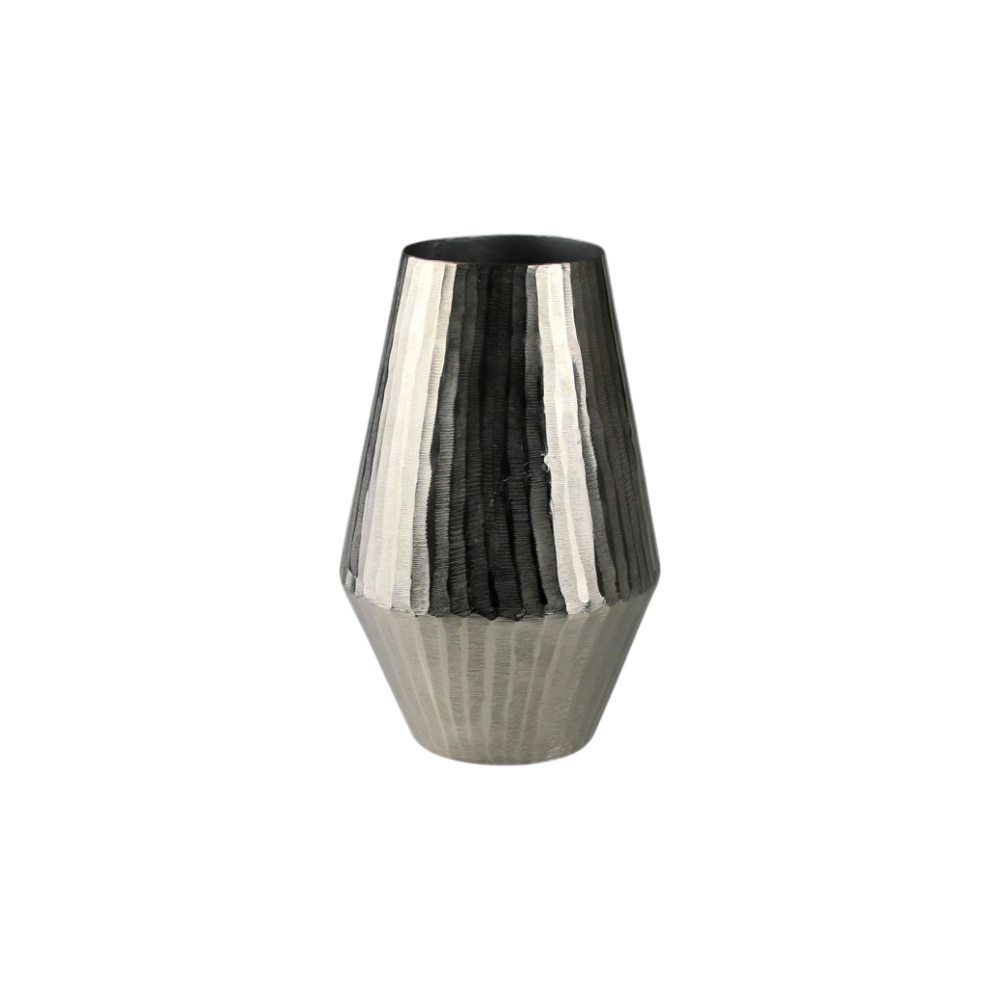 Graue Aluminiumvase, moderne Dekoration 16,5x16,5x35 cm