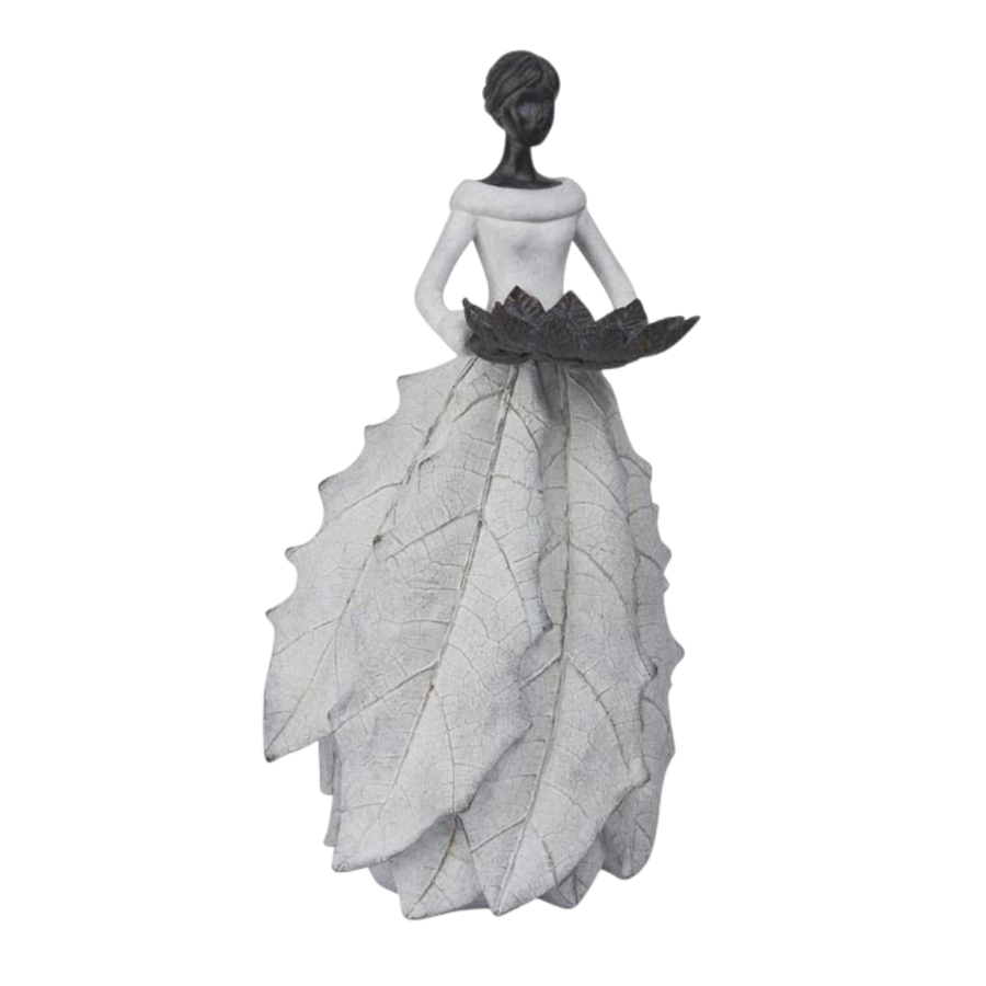 Frau TroupeR Polyresin Dekorfigur in Weiß, moderne Kunstfigur 23,7x19,6x44,4 cm