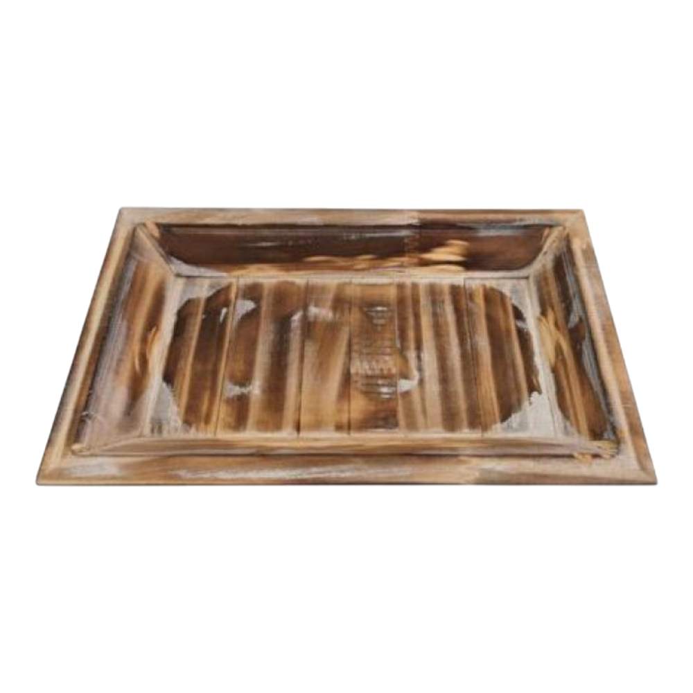 Tablett Bloom natur Holz 25x16x3 cm aus natürlichem Holz in warmer Naturfarbe, stilvolles Serviertablett, hochwertige Verarbeitung