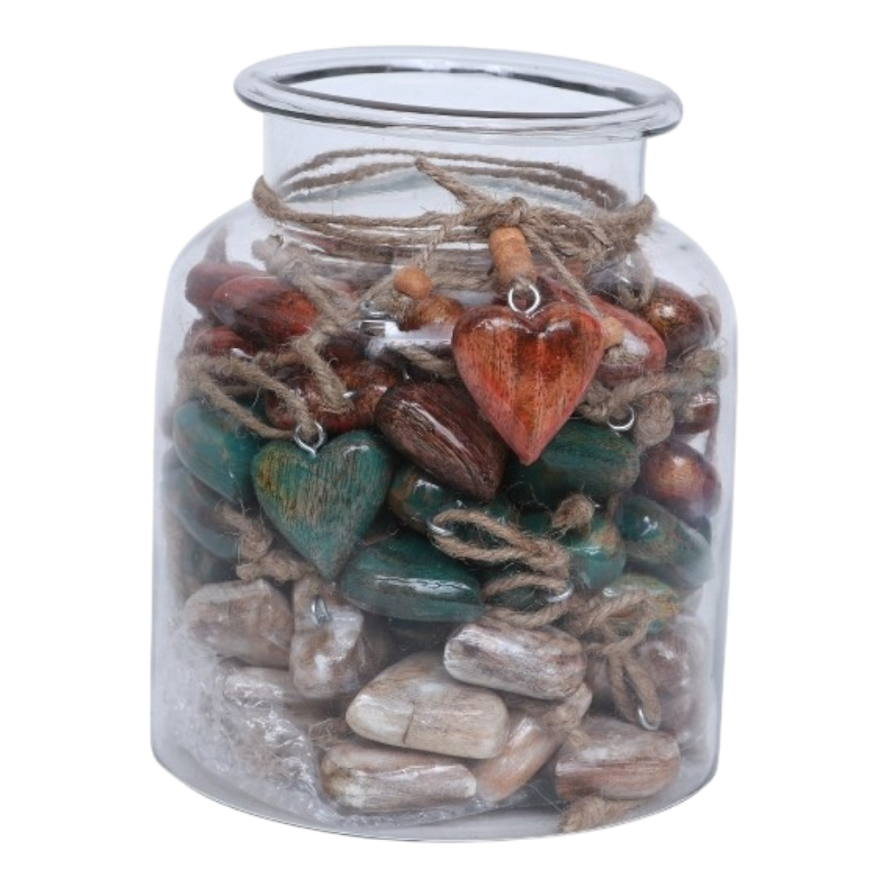 HerzHänger Les Fleurs mehrfach sortiert Holz 5x2x4 cm mit blumigen Designs aus natürlichem Holz, verschiedene Varianten, hochwertige Verarbeitung