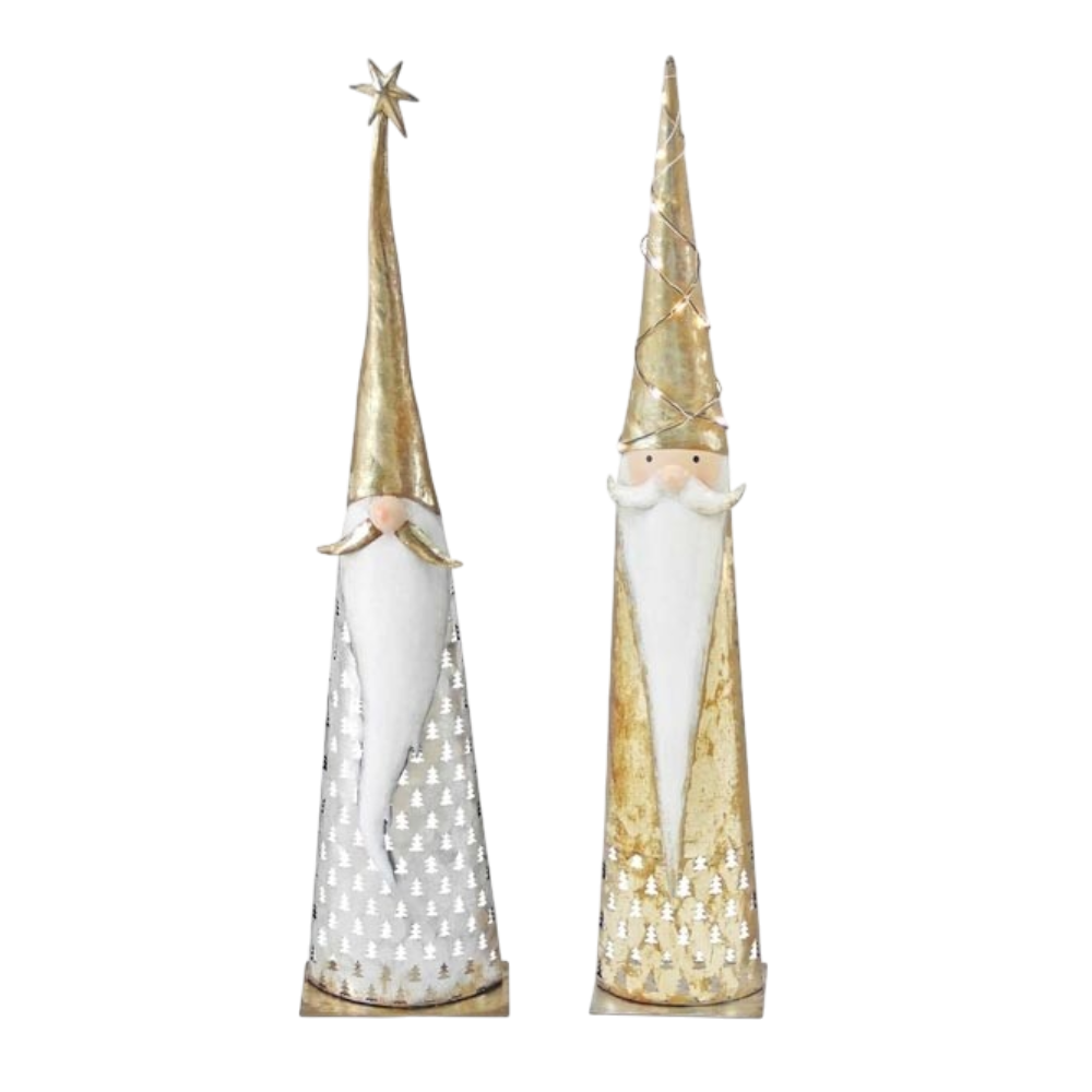 Santa ArtFerro Weihnachtsmann Metallskulpturen, 2 sortierte Varianten 18x10x80 cm und 13x9x72 cm