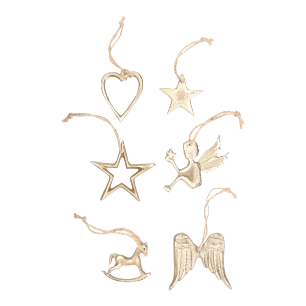 Aluhänger 6 Modelle gold Durchmesser 5cm, elegante goldene Weihnachtsdekoration in sechs verschiedenen Modellen