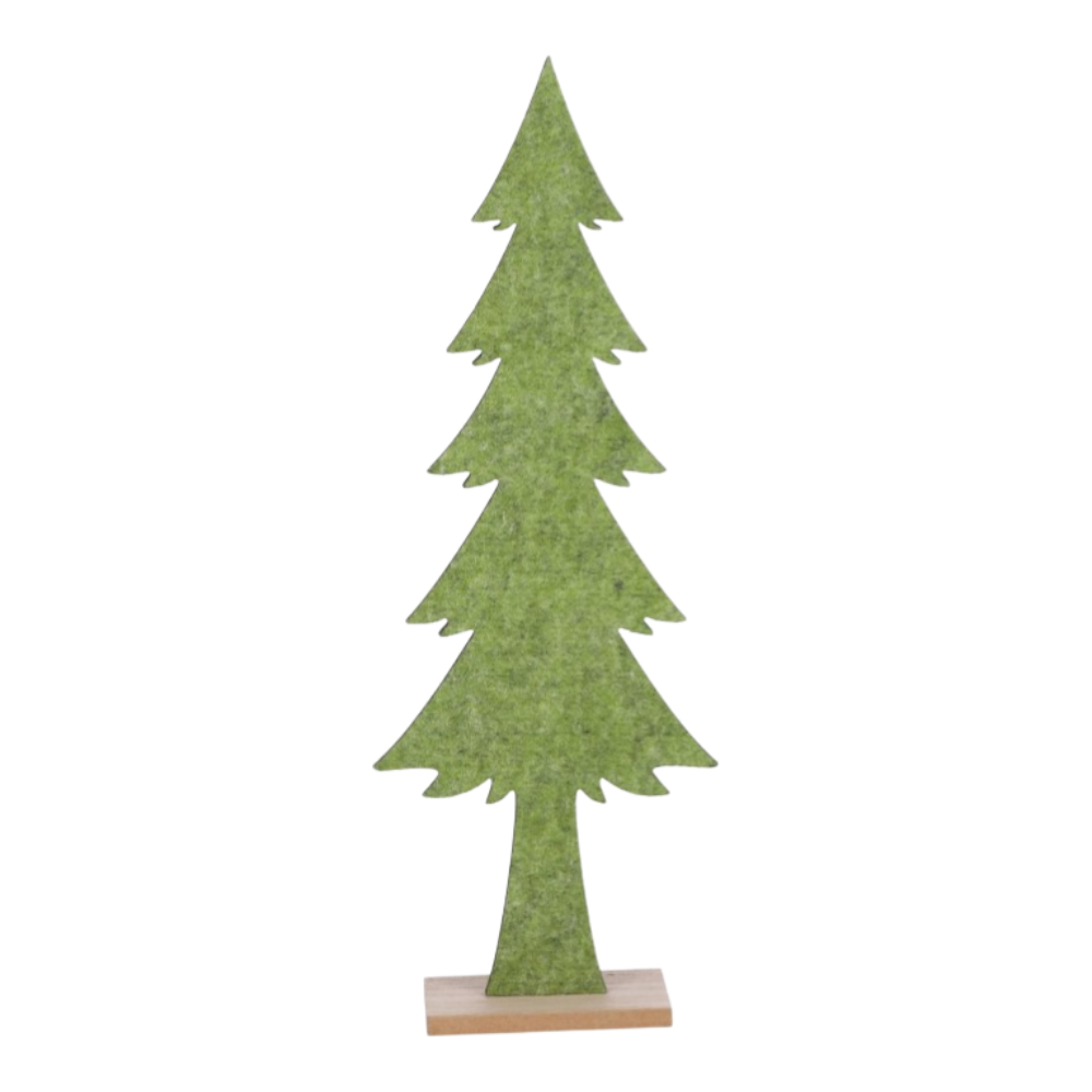 Tannenbaum Filz Holz zum Stellen grün B11xT5,5xH30cm, stilvolle Weihnachtsdekoration aus Filz und Holz mit natürlicher Ausstrahlung