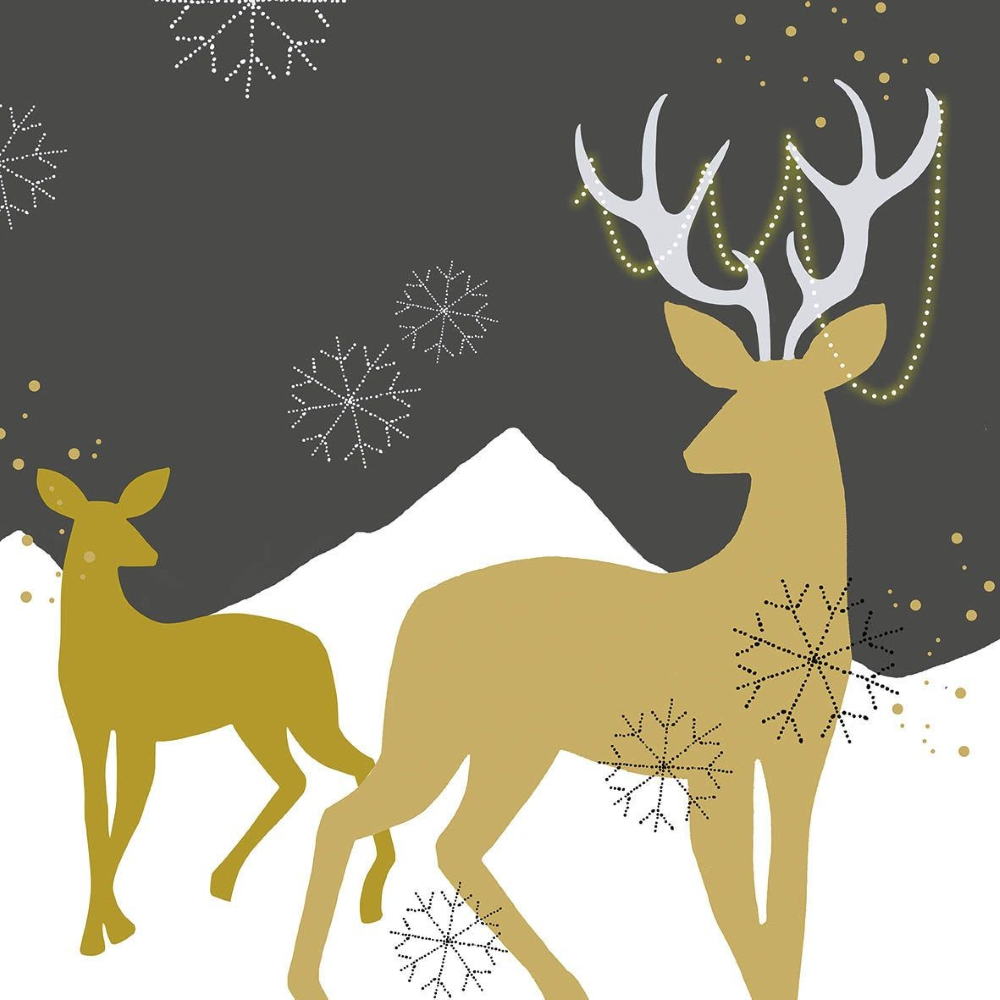 ppd Lunchservietten Golden Deer 33x33cm mit majestätischem goldenen Hirsch-Design, 20 Stück, 3-lagig, FSC-zertifiziert