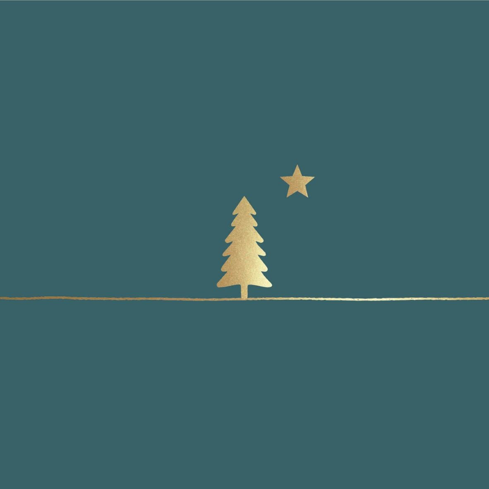 ppd Lunchservietten Pure Gold Tree forest 33x33cm mit edlem goldenen Walddesign, 20 Stück, 3-lagig, FSC-zertifiziert