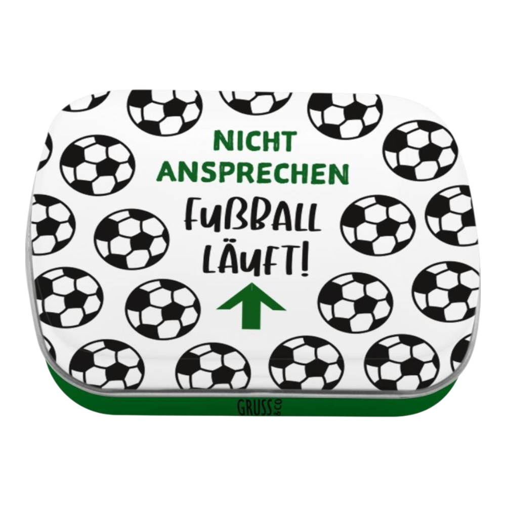 GRUSS&CO Mint FUSSBALL - kompaktes Döschen mit Fußball-Motivdruck gefüllt mit 14g erfrischenden Pfefferminz-Pastillen