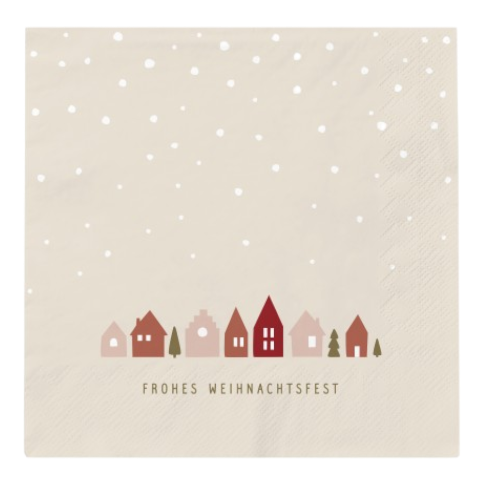 Weihnachtsservietten mit "Frohes Weihnachtsfest" Aufdruck, 127x127mm, FSC Mix zertifiziert, nachhaltige Festtagsservietten