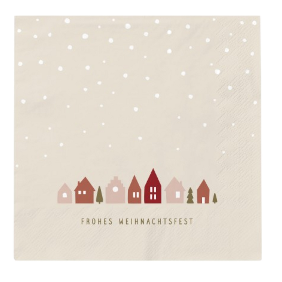 Weihnachtsservietten mit "Frohes Weihnachtsfest" Aufdruck, 127x127mm, FSC Mix zertifiziert, nachhaltige Festtagsservietten
