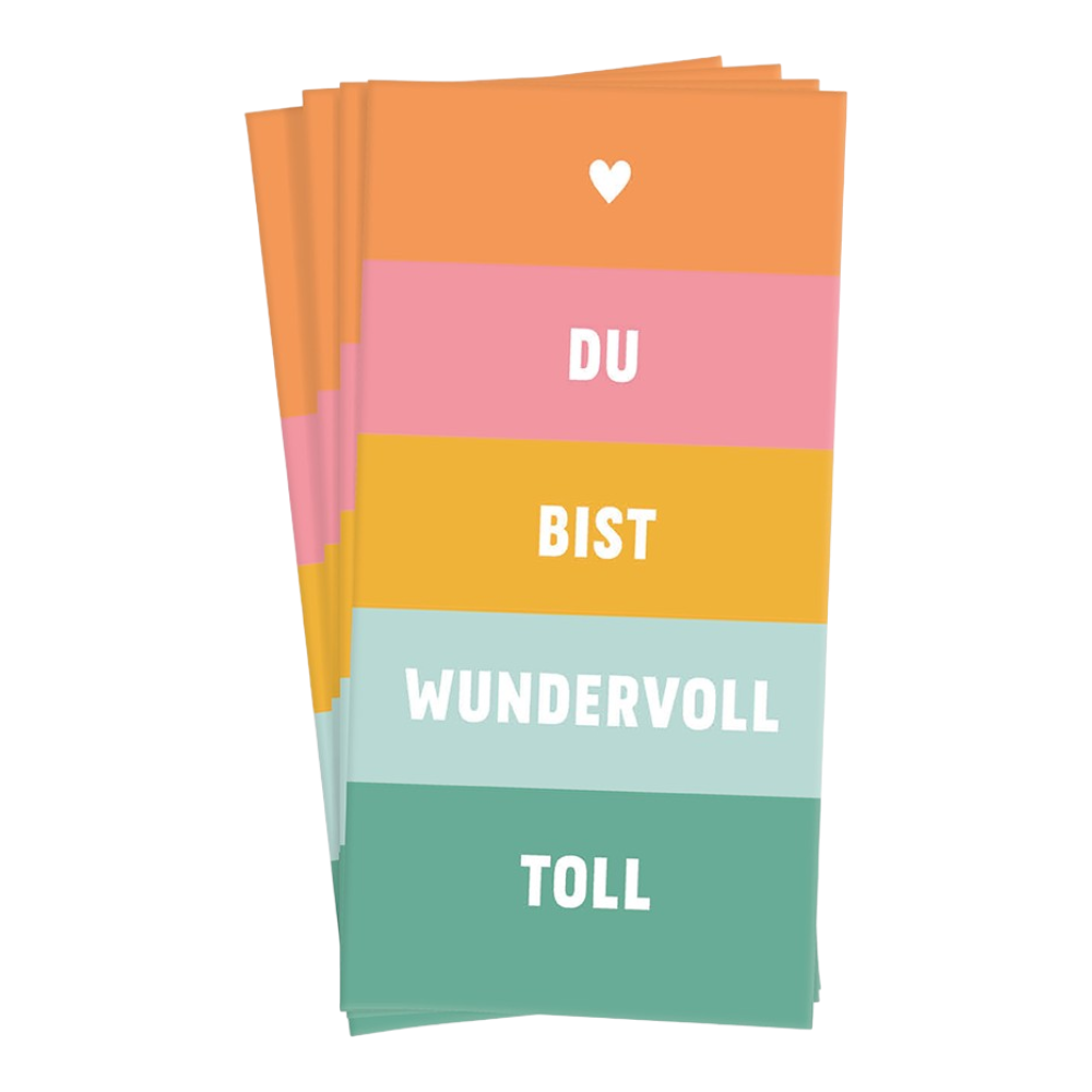Grafik Werkstatt Papiertaschentücher Du bist wundervoll toll mit Spruch "Du bist wundervoll toll", FSC Mix zertifiziert, Format 55x105mm