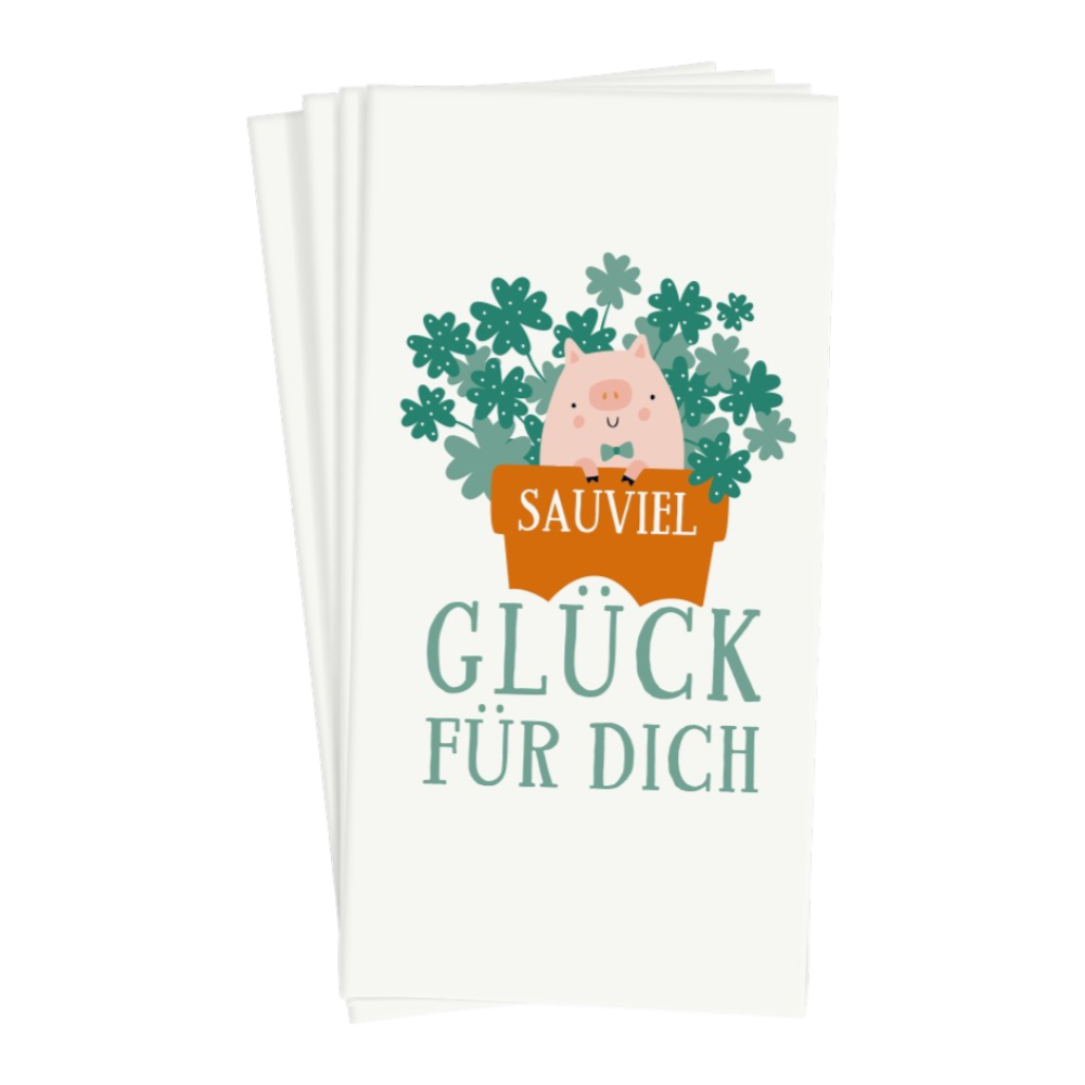 Grafik Werkstatt, Papiertaschentücher Sauviel Glück für dich