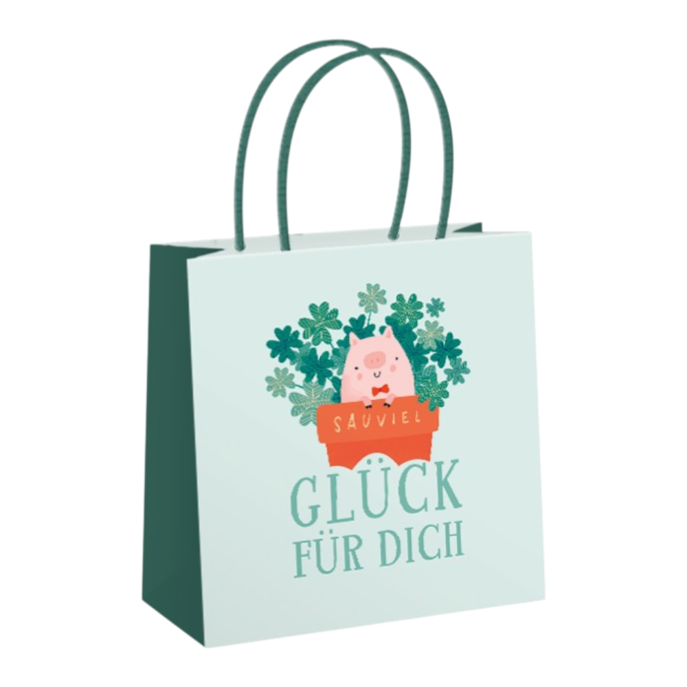 Grafik Werkstatt, Geschenktüte klein - Sauviel Glück...
