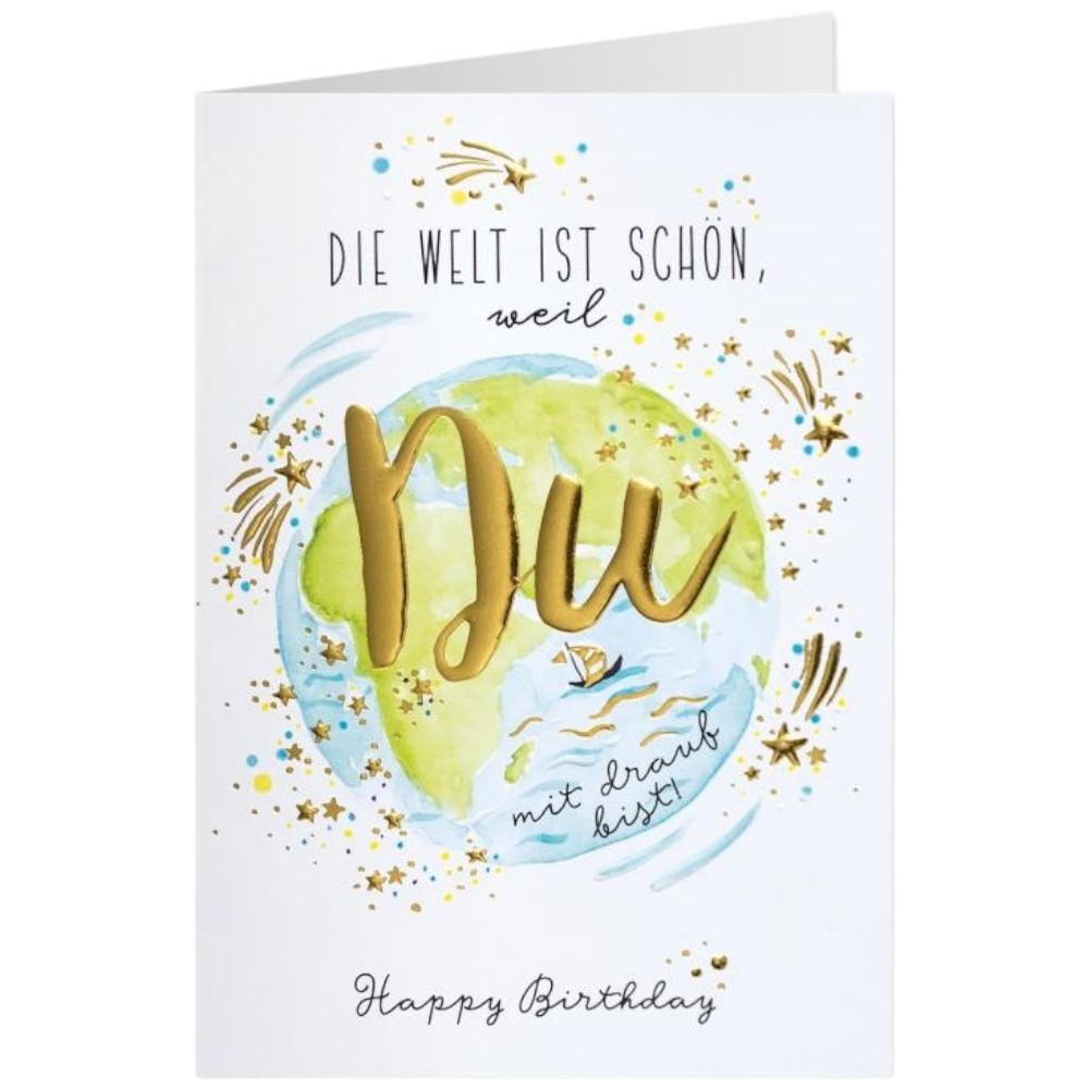 GRUSS&CO, Grußkarte GOLD de 02 h Geburtstag