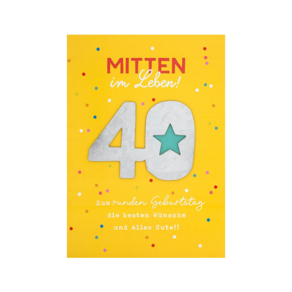 GRUSS&CO Grußkarte METALL de 03, 17x12cm, edle Geburtstagskarte zum 40. Geburtstag mit Metall-Applikation