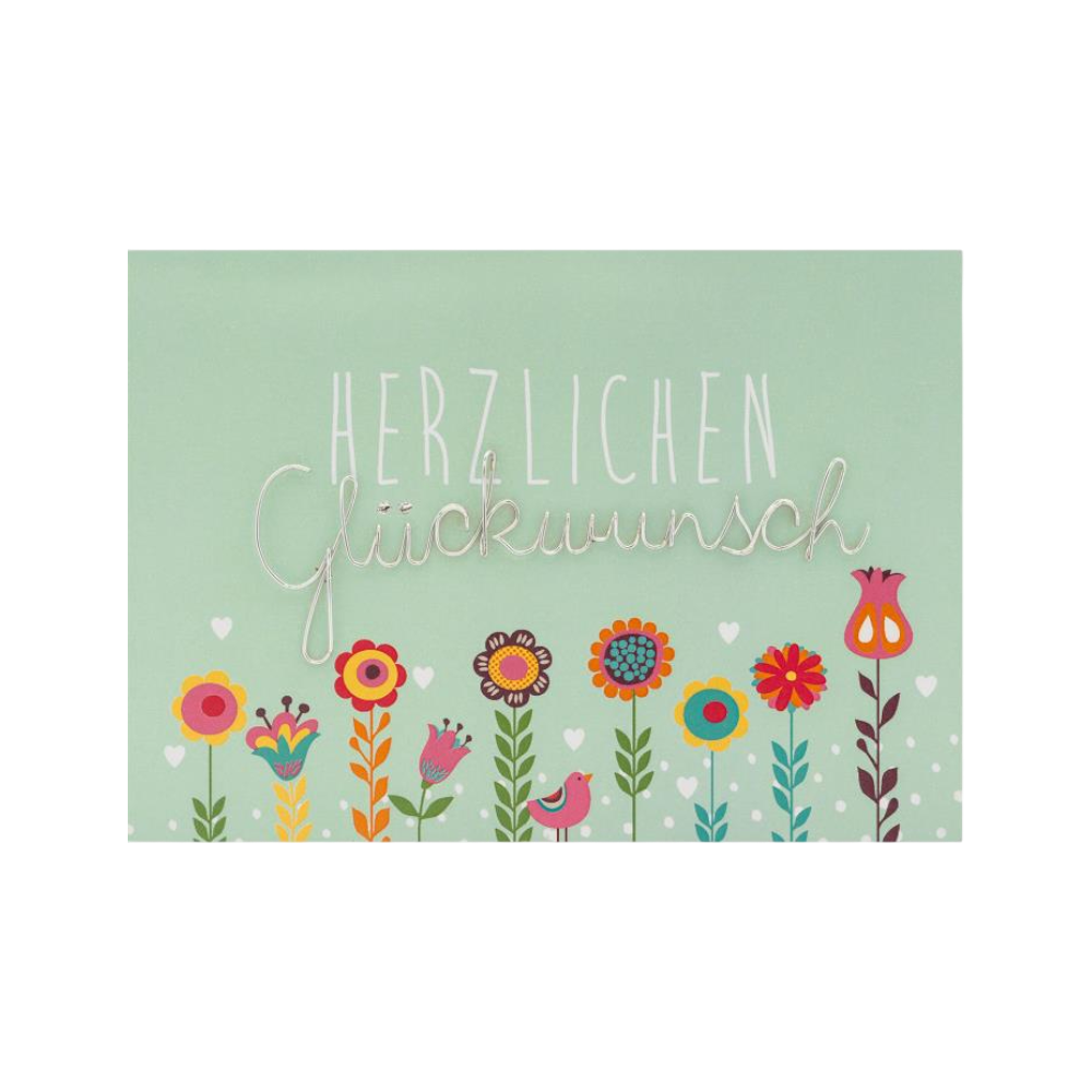 GRUSS&CO Grußkarte METALL de 36, 17x12cm, edle Glückwunschkarte Herzlichen Glückwunsch mit Metall-Applikation