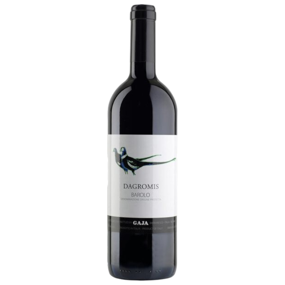 Gaja Barolo Dagromis DOP 2021 - granatrote Barolo-Flasche mit violetten Reflexen aus dem Piemont