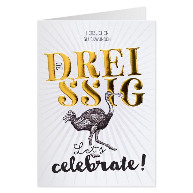 Gruss & Co, Goldschätzchen »23 h«, Grußkarte 30. Geburtstag
