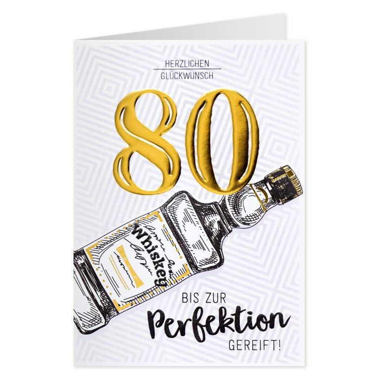 Gruss & Co, Goldschätzchen »28 h«, Grußkarte 80. Geburtstag
