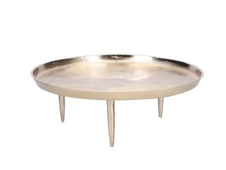 Tablettschale Aluguss 3 Füsse gold - D36 cm H11 cm