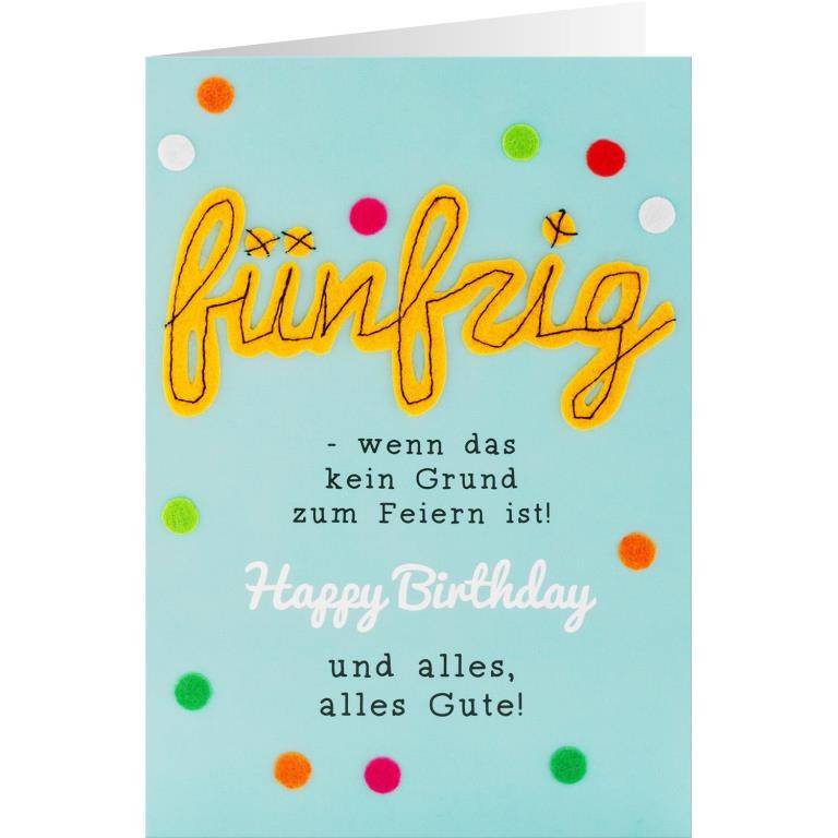 GRUSS & CO, Grusskarte Filz 04 - Happy Birthday 50