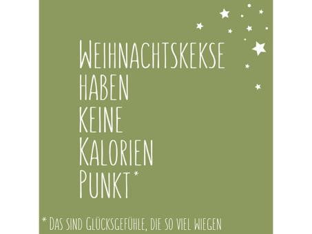 Servietten Xmas 33x33cm Weihnachtskekse haben keine Kalorien, 20 Stück, salbeigrün, humorvolle Lunch-Servietten