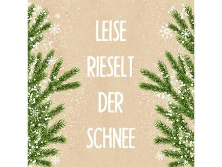 Servietten by Nature Xmas 33x33cm Leise rieselt der Schnee, 20 Stück, natürliche Farben, grüne Zweige, nachhaltige Lunch-Servietten