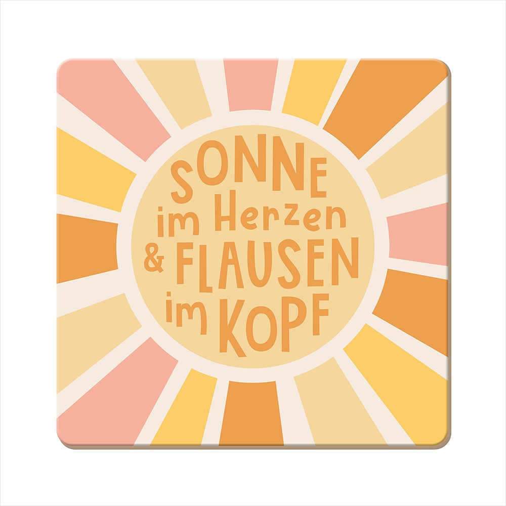 Grafik Werkstatt, Korkuntersetzer Sonne im Herzen