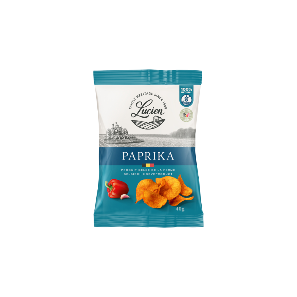Kartoffelchips Classic Paprika 100% Natural, 40g knusprige Chips mit Paprikageschmack