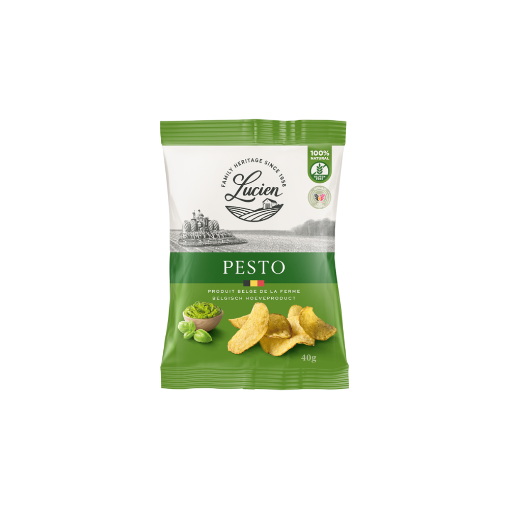 Kartoffelchips Classic Pesto 100% Natural, 40g knusprige Chips mit Pestogeschmack