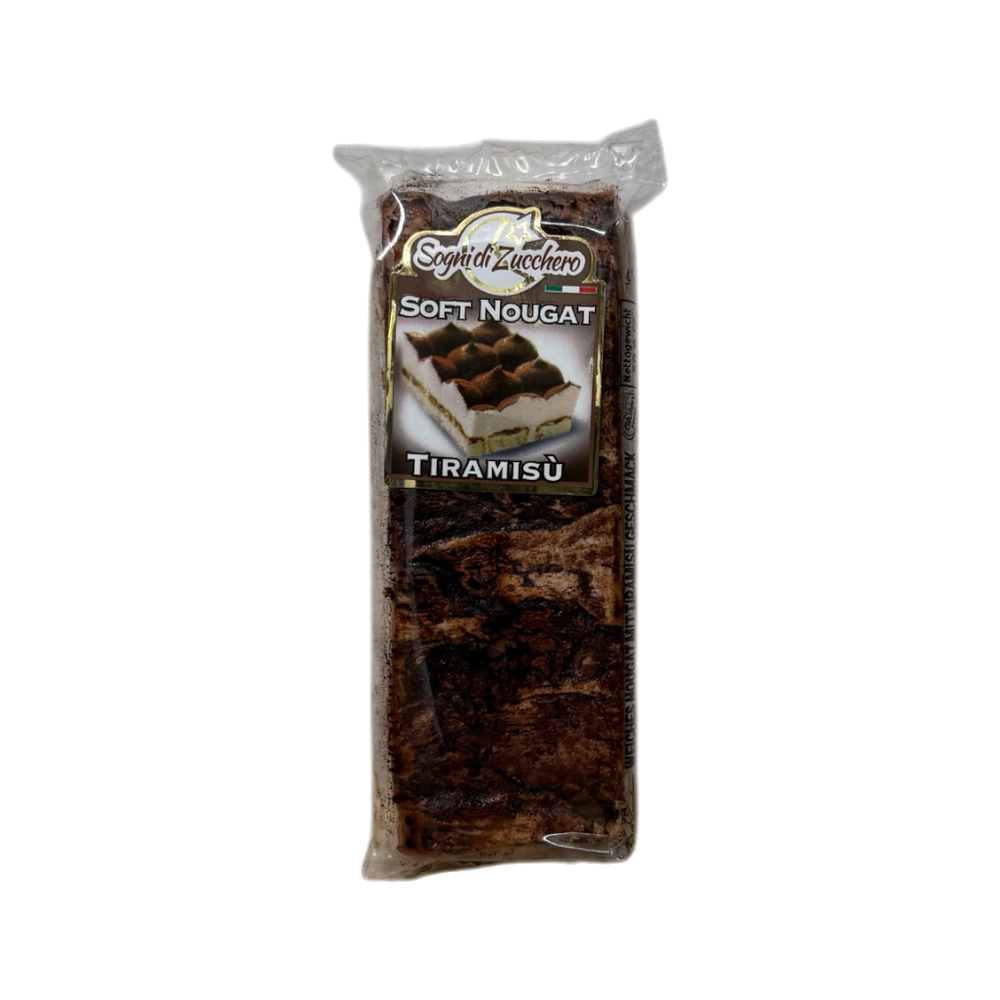 Sogni di Zucchero Soft Nougat Tiramisù - weiches Nougat 50g mit 24% Mandeln, Honig und Tiramisù-Aroma-Creme
