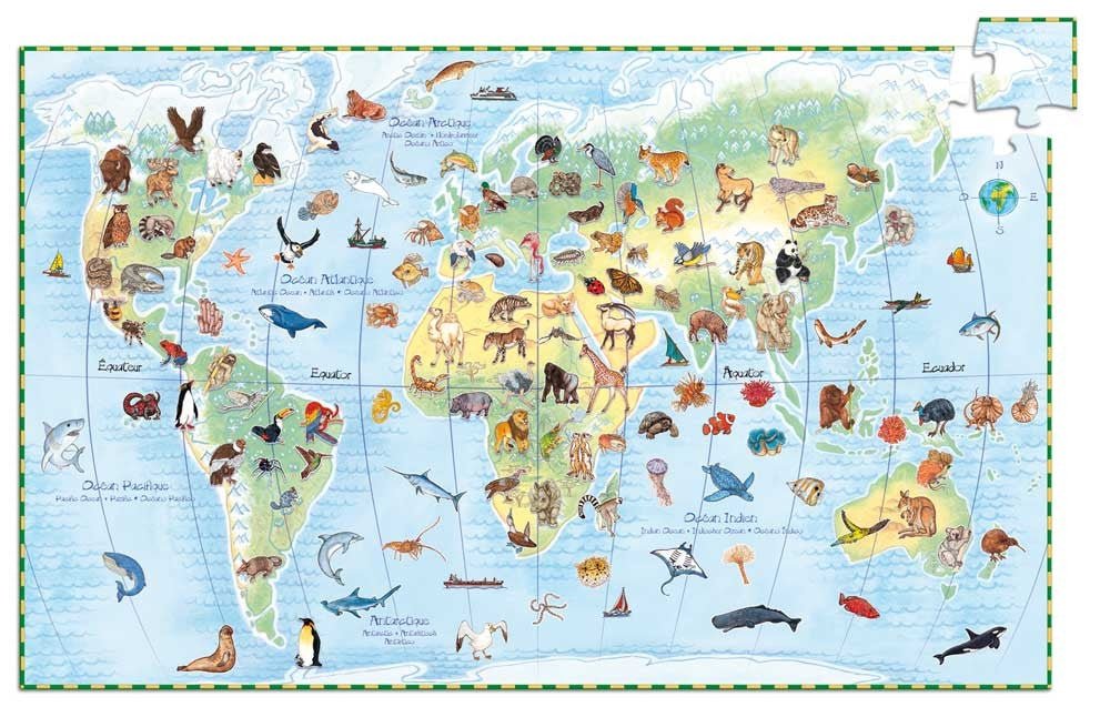 Djeco, Puzzle Planet mit Tieren - 100 pcs DJ07420 - Weinatelier Agnes