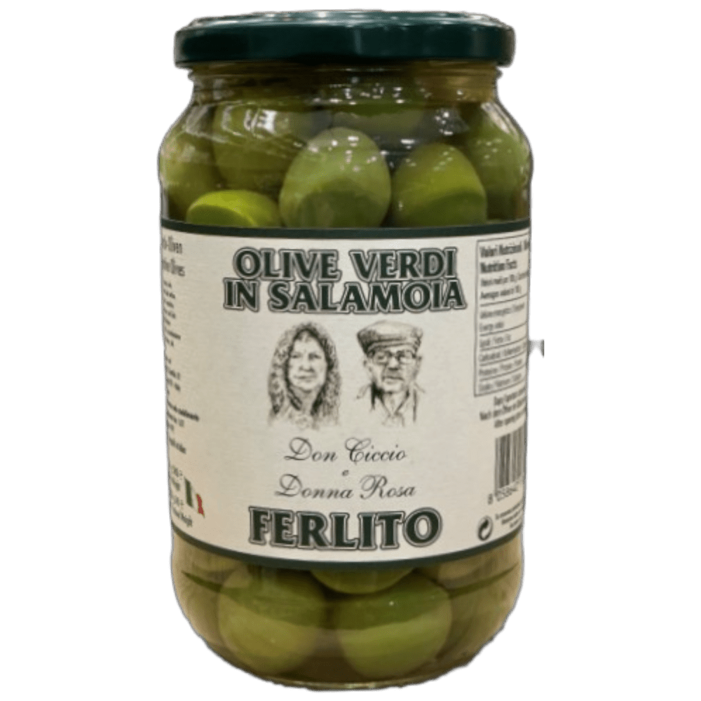 Ferlito grüne Aperitiv-Oliven 1000g - authentische sizilianische Olive Verdi in Salzlake von Don Ciccio & Conna Rosa