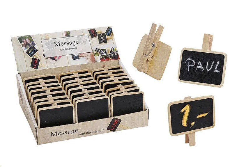 Holzclip mit Memotafel aus Holz, B7 x T5 cm - Weinatelier Agnes