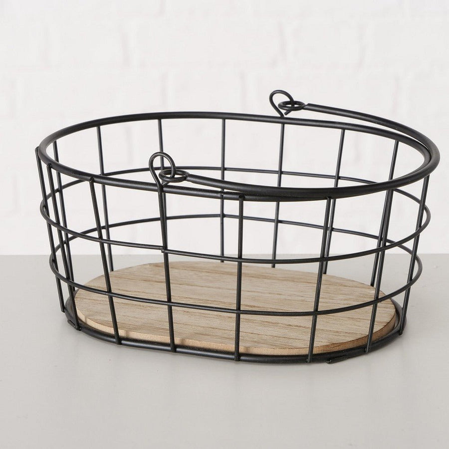 Korb Noriga, Deko, Oval, H 11 cm, MDF, Eisen lackiert - Weinatelier Agnes