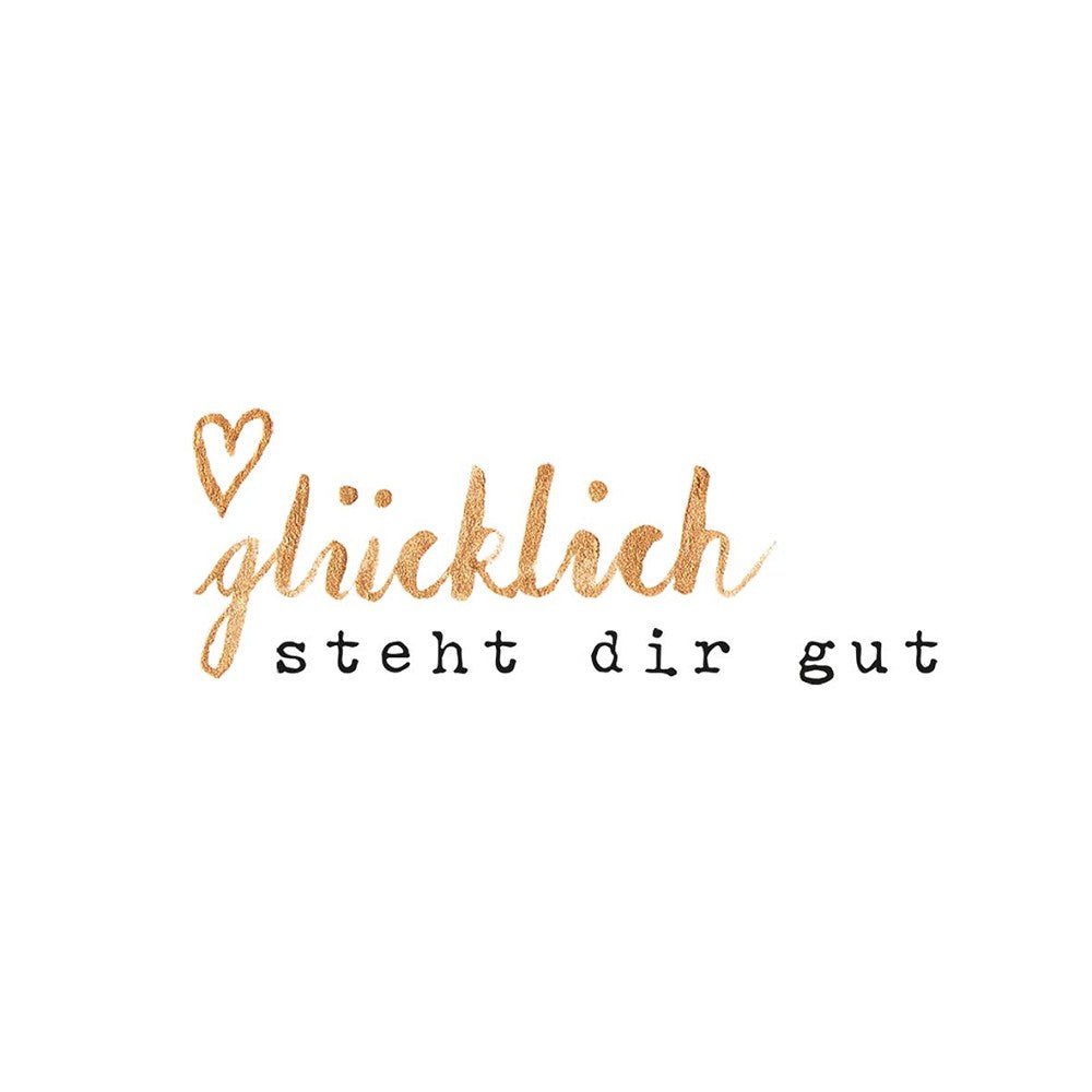 ppd Lunchservietten Glücklich 33x33 mit Spruch "Glücklich, steht dir gut!", 20 Stück, 3-lagig, FSC-zertifiziert, positive Lunchservietten