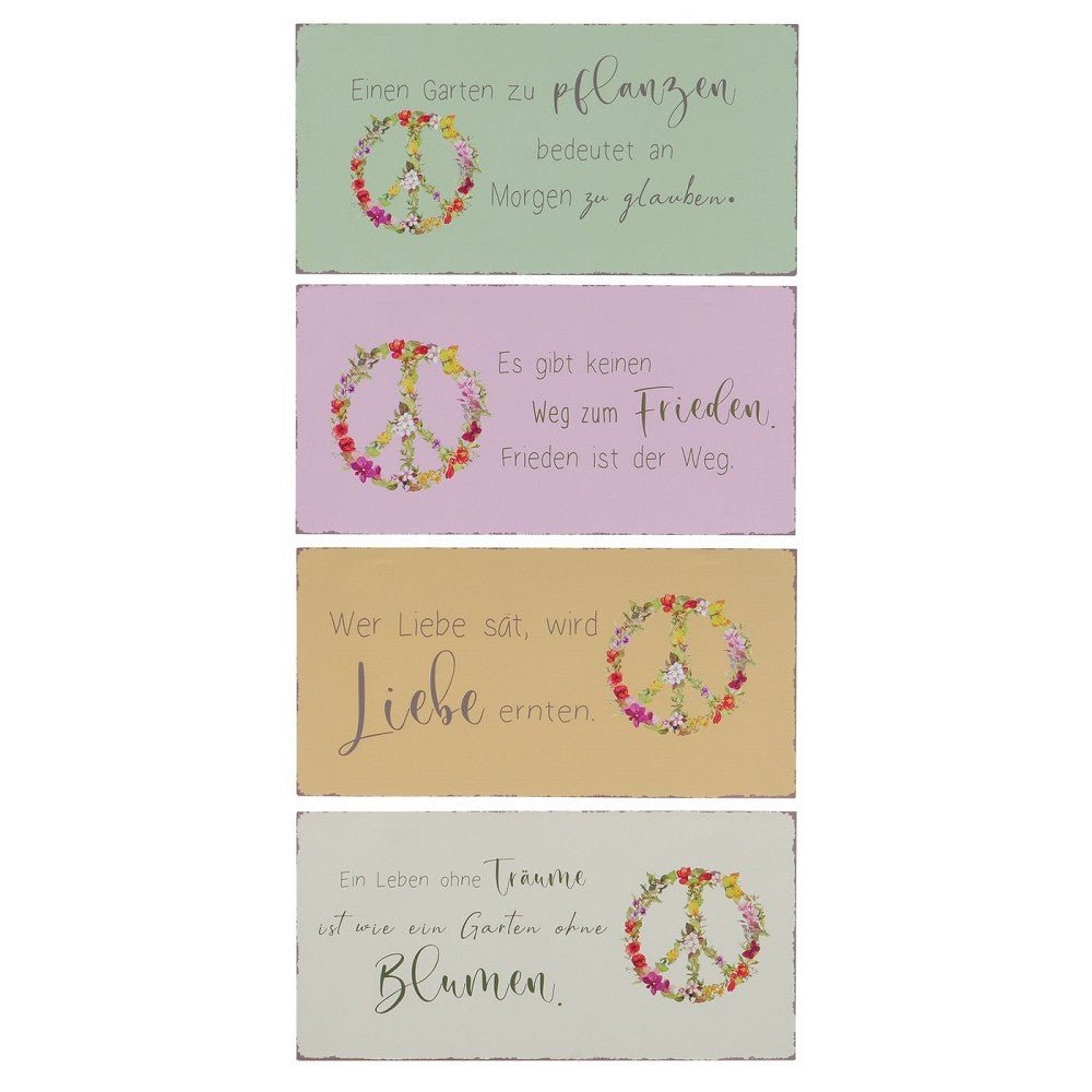 Schild Hippie, 1 Stück, 4 - fach sortiert - Weinatelier Agnes
