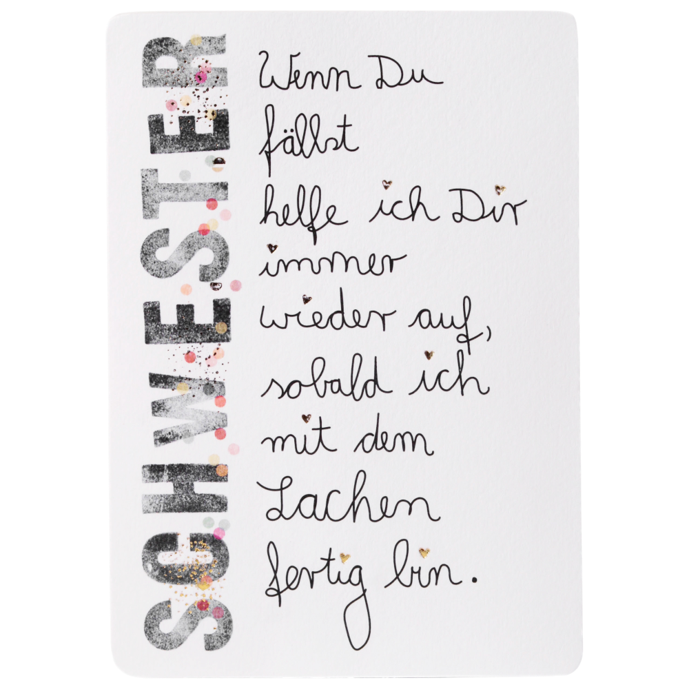 Family Postcard Schwester Good old friends Spruch Postkarte