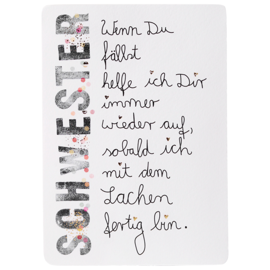 Family Postcard Schwester Good old friends Spruch Postkarte