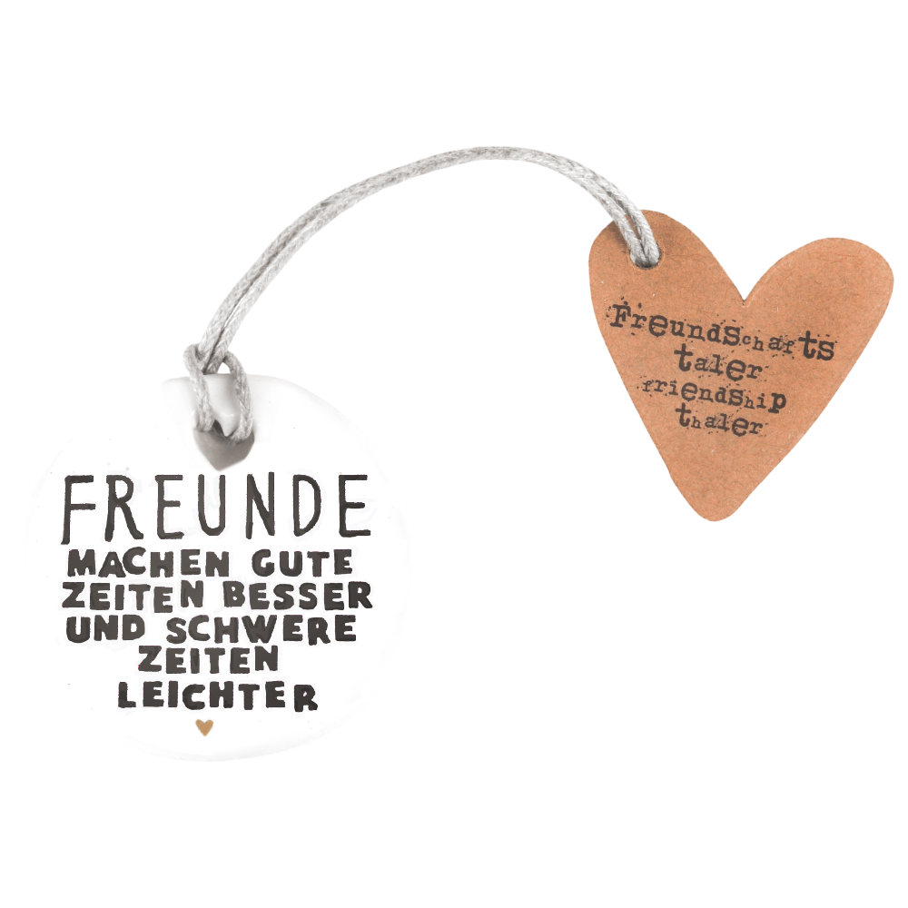 Freundschaftstaler Freunde Good old friends Porzellan